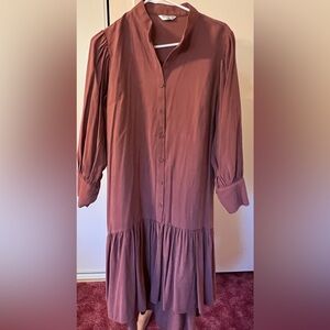 Elegant Mauve Button-Up Dress